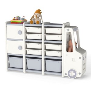 Costway Kids Toy Storage Organizer with 2 Cabinets & 11 Removable Bins for Playroom,Bedroom - 1 of 4