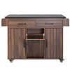 PAGED Dining Room Cabinet with Trash Can Storage, Kitchen Cart with Drawer, Rolling Kitchen Island on Wheels with Adjustable Shelf - 3 of 4
