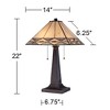 Robert Louis Tiffany Rustic Vintage Art Deco Accent Table Lamp 21.5" High Bronze Glass Art Square Shade for Living Room Bedroom House Bedside - 4 of 4