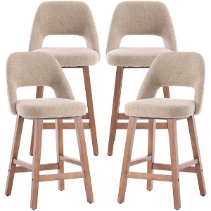 YOUNIKE Counter Height Bar Stool 26 Inch Modern Farmhouse Barstools with Solid Wood Legs Upholstered Bar Height Chair Boucle Fabric - 1 of 4