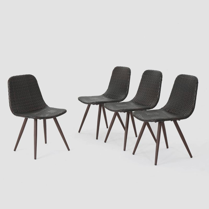 Gila 4pk Wicker Dining Chairs - Brown - Christopher Knight Home, 3 of 6
