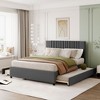 Upholstered Platform Bed with Storage & Twin Trundle - Classic Headboard - 2 of 4