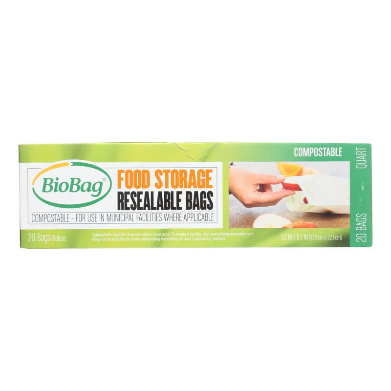 Biobag Food Storage Resealable Quart Bags - Case of 12/20 ct, 2 of 5