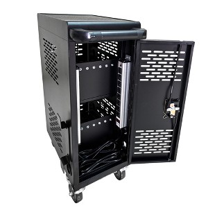Laptop Rolling Cart, Laptop Cart with Steel Partition, Cable Management Strip, Portable Detachable Charging Cabinet - 1 of 4