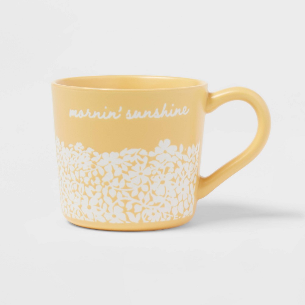 Photos - Glass 15oz Margo 'Mornin' Sunshine' Drinkware Mug Yellow - Threshold™