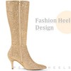 Perphy Women's Pointy Toe Glitter Stiletto Heel Knee High Boots - 4 of 4