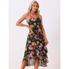 Allegra K Women's Floral Sleeveless V Neck Ruffle Hem Midi Sundresses - 3 of 4