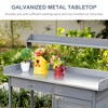 Dracelo Outdoor Potting Bench Table, Garden Work Station with Storage Cabinet, Open Shelf and Steel Tabletop, Gray - 4 of 4