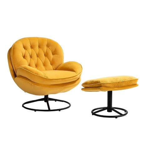 Mustard chair best sale and ottoman