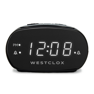 Dual Alarm Clock Black - Westclox: Electric, Battery Backup, Oversized Snooze, Modern Table Clock