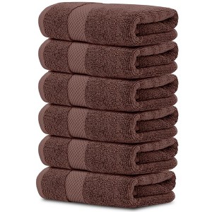 White Classic Luxury 100% Cotton Hand Towels Set of 6 - 16x30" - 1 of 4