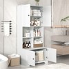 OUTSUPPLY Tall and Wide Bathroom Floor Storage Cabinet, Freestanding Cabinet with 4 Doors, Adjustable Shelves - 4 of 4
