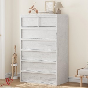 Modern 5/7 Drawer Dresser for Bedroom Antique White/Natural 5 Chest of Drawers 43" Tall with Large Storage Space - 1 of 4