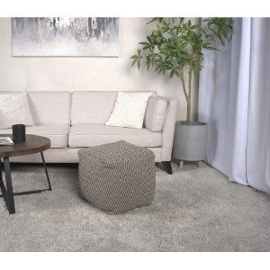 Amuleto Hand - Loomed Cotton Pouf, Dark Grey and Brown - 1 of 1