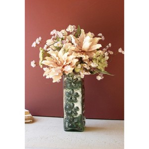 Floral Embossed Glass Vase – 16" Tall Square Shape Set of 2 by Kalalou - 1 of 4