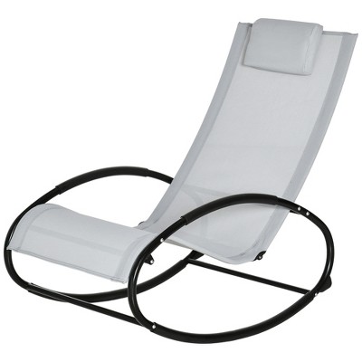 Gray Mesh Zero Gravity Rocking Lounger with Pillow