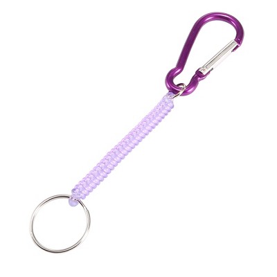 Unique Bargains Plastic Metal Springs Coil Key Chain Strap Purple