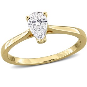 CREATED FOREVER | Silver Lab-Grown Diamond Solitaire Engagement Ring with Side Accents- Multiple Metal Color Options - 1 of 4