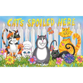 Briarwood Lane Cats Spoiled Here Spring Doormat Floral Humor Indoor Outdoor 30" x 18"