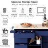 MAYEERTY Dark Blue Kitchen Cart with Rubber Wood Countertop, 8 Handle-Free Drawers Flatware Organizer 5 Wheels - 4 of 4