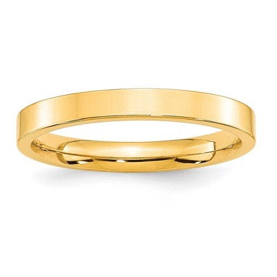 Black Bow Jewelry 3mm 10K White or Yellow Gold Flat Comfort Fit Band