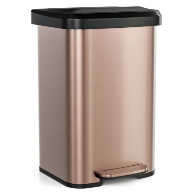 LunaLulink Rose Gold 13.2 Gallon Step Trash Can with Soft Close Lid and Deodorizer Compartment