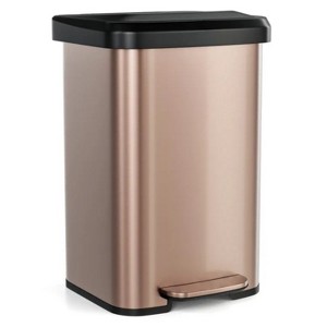 LunaLulink Rose Gold 13.2 Gallon Step Trash Can with Soft Close Lid and Deodorizer Compartment - 1 of 4