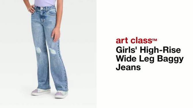 Girls' High-Rise Baggy Wide Leg Jeans - art class™, 2 of 8, play video