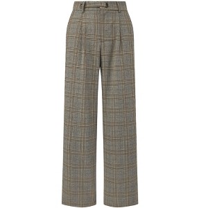 INSPIRE CHIC Women's Plaid Work Vintage Houndstooth Wide Leg Straight Long Pants - 1 of 4