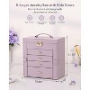 Synthetic Leather Huge Jewelry Box Mirrored Watch Organizer Necklace Ring Earring Storage Lockable - 2 of 4