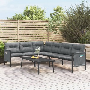 vidaXL Patio Corner Sofa Anthracite Steel and Textilene - 1 of 4