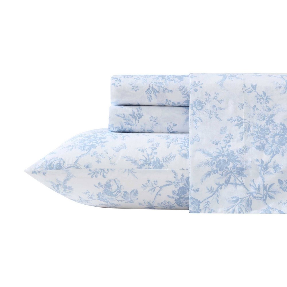 Laura Ashley Twin Walled Garden Twin Sheet Set Blue