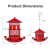 VECELO Hanging Wild Bird Feeder for Outdoors, Large Capacity Outside Bird Feeder with 4 Water Cups, 6 Feeding Ports & Perch, Red - 3 of 4