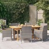 vidaXL Patio Dining Set Outdoor Dining Set Table and Chair Set for Garden - Gray 7 Piece with Cushions - 2 of 4