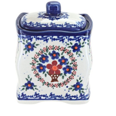 Blue Rose Polish Pottery Old Fashion Trinket Box