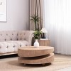 Round Wood Coffee Table,31.3" Modern Two-Tier Accent Table for Living Room,Natural Finish Minimalist Centerpiece-Baofuwish - 2 of 4