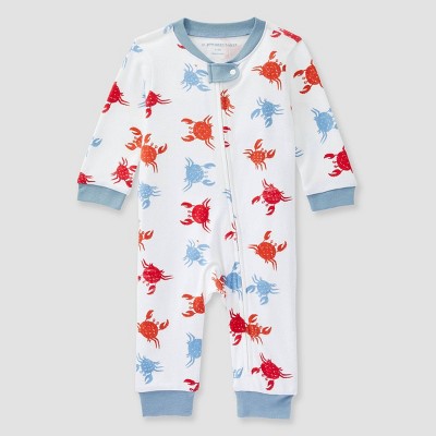 Image of Burt's Bees Baby® Organic Cotton Clawsome Pajama Jumpsuit - Slate Blue 3-6M