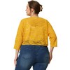 Agnes Orinda Women's Plus Size Sheer Cardigan  Floral Lace Open Front 3/4 Sleeves Casual Crop Shrug - 4 of 4