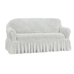 Collections Etc Ruffled Stretch Furniture Cover - 1 of 3