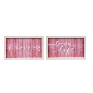 Transpac MDF Framed Slat Decor Set of 2 Red Freestanding Tabletop Signs for Home or Office Decoration - 1 of 1