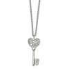 Chisel Stainless Steel Polished Clear Crystal Mom Heart Key Pendant on a 20" Cable Chain Necklace - 2 of 3