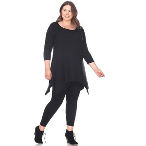 Women's Plus Size 3/4 Sleeve Makayla Tunic Top with Pockets - White Mark - 1 of 3