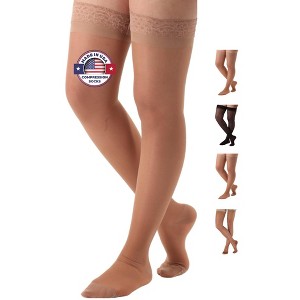 ABSOLUTE SUPPORT – Thigh High Compression Stockings for Women – 15-20mmHg – Beige – A102 - 1 of 4