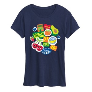 Women's - Instant Message - Fruit Stamps Short Sleeve Graphic T-Shirt - 1 of 4