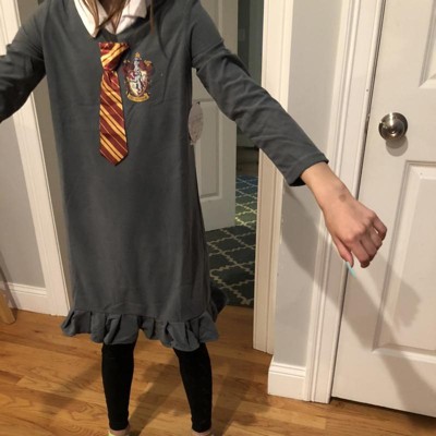 Harry Potter Hermione Granger Gryffindor Halloween Costume Uniform Tie  Pajama Gown, Gray, XS 