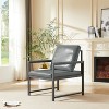 Grey faux leather armchair, retro lounge style, with super soft upholstery and cushions, black metal frame - 2 of 4