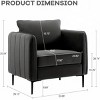 Velvet Upholstered Accent Chair, Mid-Century Modern Armchair with Pillow, Single Sofa for Living Room Bedroom Office-3irtyhousy - 4 of 4