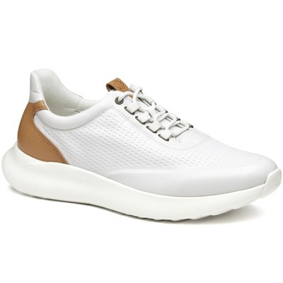 Johnston & Murphy Men's Amherst 2.0 Embossed Leather U-Throat Casual Shoe, White Full Grain, Size 11