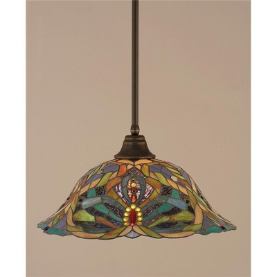 Toltec Lighting Any 1 - Light Pendant in  Dark Granite with 19" Kaleidoscope Art Glass Shade