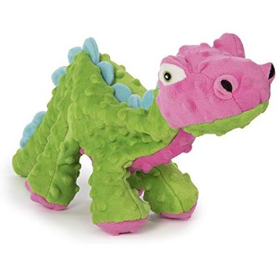goDog Dinos Spike Squeaky Plush Dog Toy, Chew Guard Technology - Green, Large